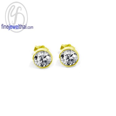 ต่างหูทอง ต่างหูเพชร เพชรแท้ - E1084DG