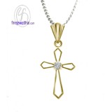 จี้ไม้กางเขน จี้เพชร จี้ทองคำ เพชรแท้  -P1021DG